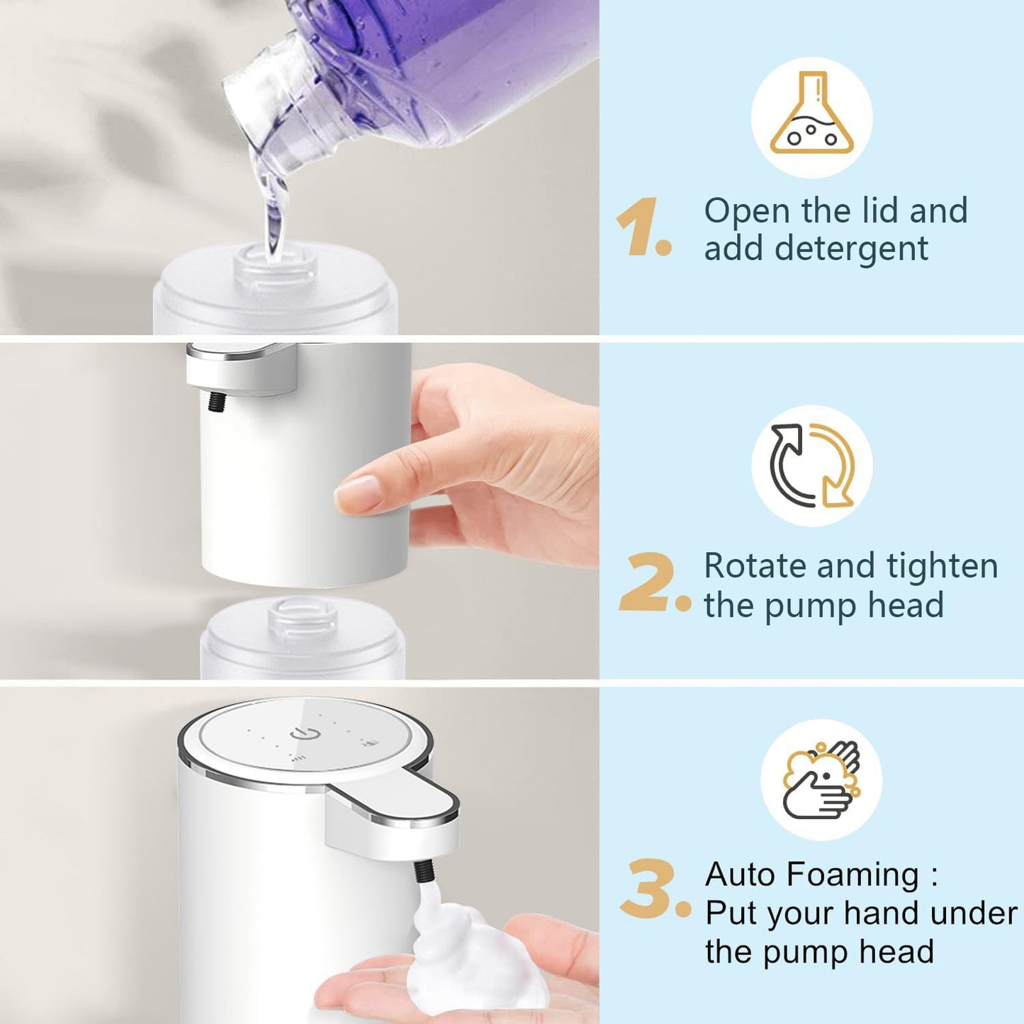 Automatic Foaming Soap Dispenser, Touchless Hand Soap Dispenser Rechargeable for Bathroom Countertop, Sylfu Kitchen and Commercial 12.8 oz/380mL