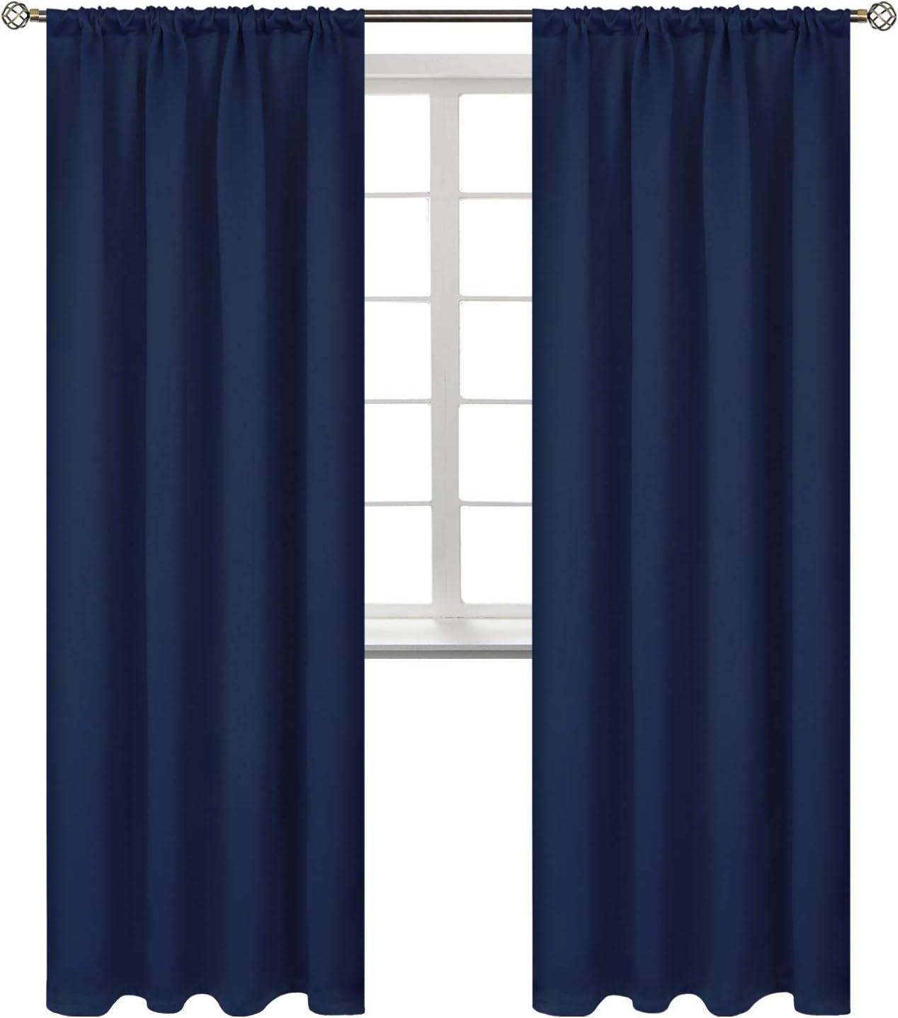 BGment Rod Pocket Blackout Curtains for Bedroom 84 Inches Length - Thermal Insulated Room Darkening Curtain for Living Room, 42 x 84 Inch, 2 Panels, Navy Blue