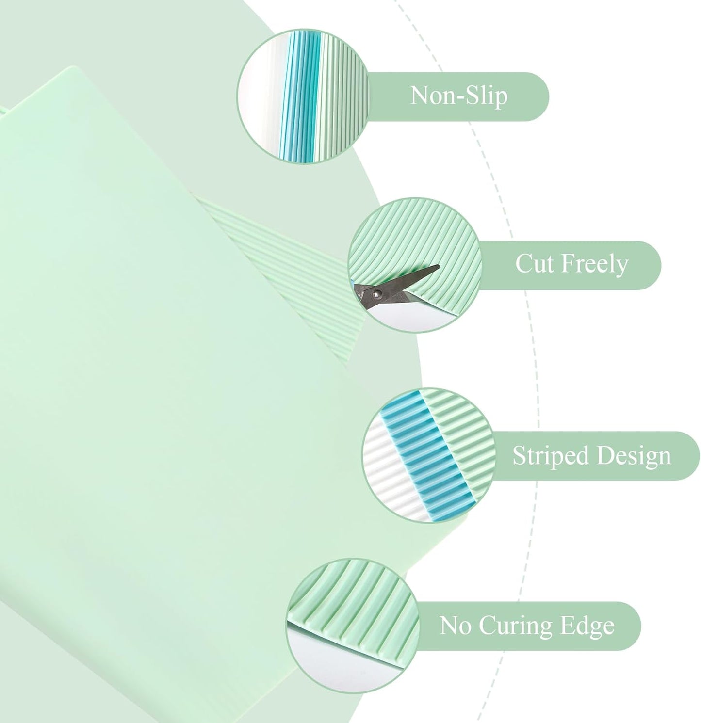 Non-Slip Silicone Refrigerator Liners for Shelves, Reusable Washable Fridge Shelf Drawer Liners, Cuttable Waterproof Oilproof Fridge Liner for Glass Shelve Kitchen Cabinet Drawer Mats (Green, 1 Pack)