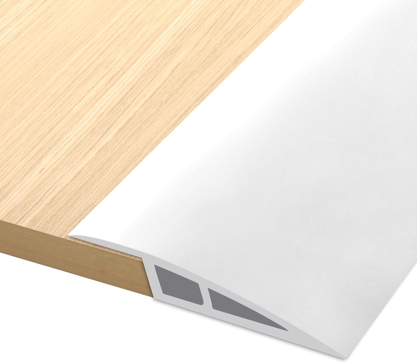 Vinyl Door Threshold Flooring Transition Strip Self Adhesive Carpet Edging Strip for Laminate Doorway Edge Threshold from 2/5" to 3/5" (White, 10 Ft)