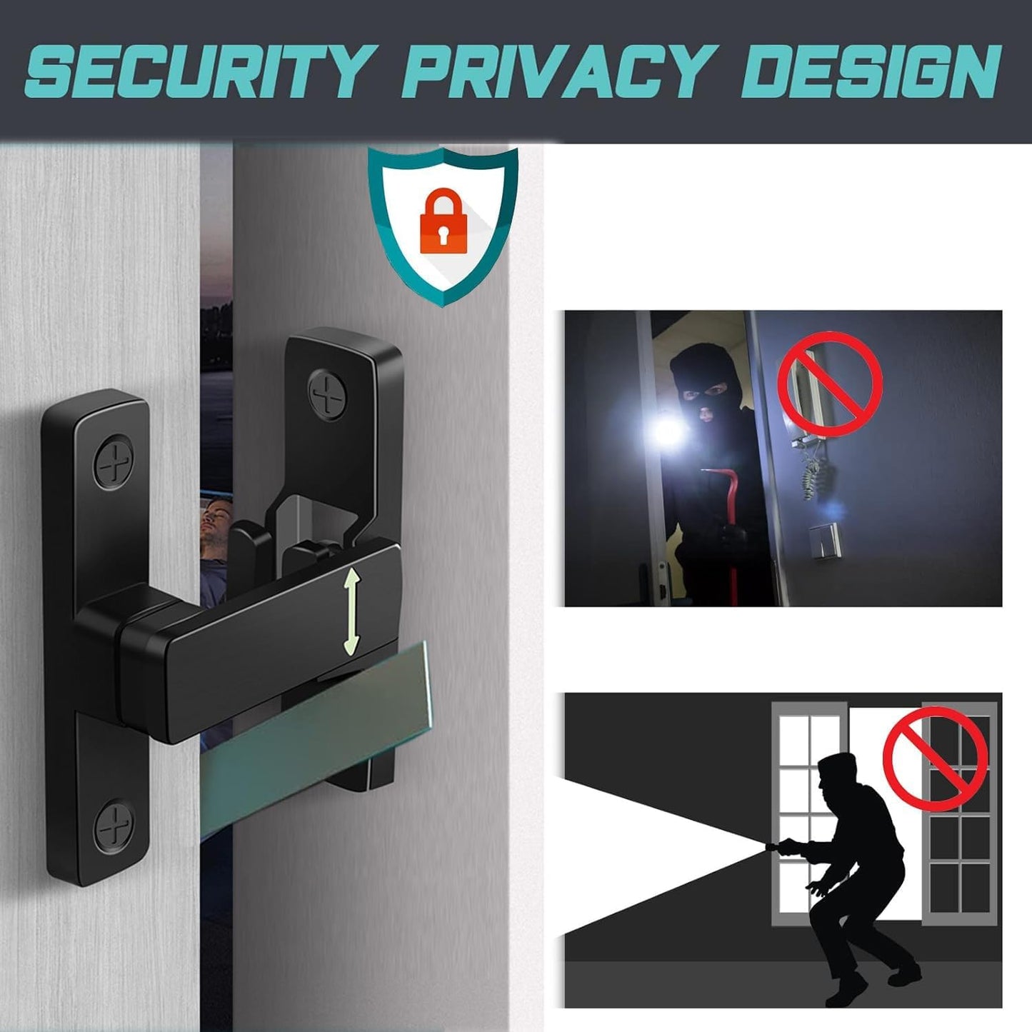 90/180 Degree Barn Door Lock, Small Flip Gate Latches Protect Privacy Sliding Door Latch Lock for Swing Door, Cabinet, Bathroom, Garden, Window, Outdoor