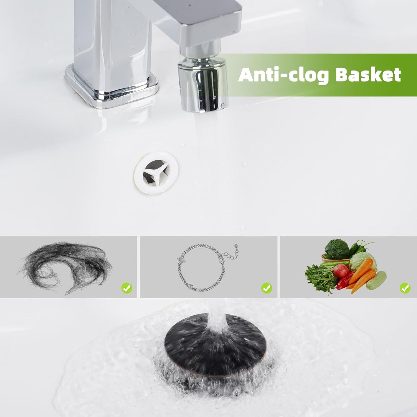 Universal Bathroom Sink Drain Strainer Hair Catcher Upgraded with Removable Stainless Steel Filter Basket, 2 in 1 Pop Up Sink Stopper for 1.1''~2.36'' Sink Basin Hole, Big Cover Cap, Oil Rubbed Bronze
