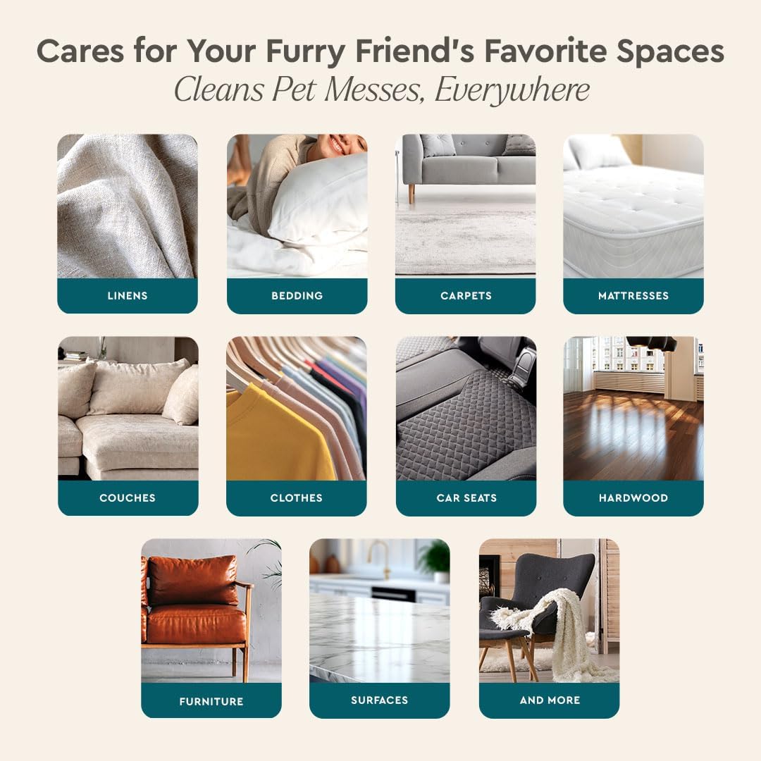 Puracy Pet Stain and Odor Remover - Enzyme Cleaner for Dog Urine and Poop Carpet - Cat Pee Enzyme for Cat Urine Cleaner Destroyer - Cucumber & Mint, 25oz