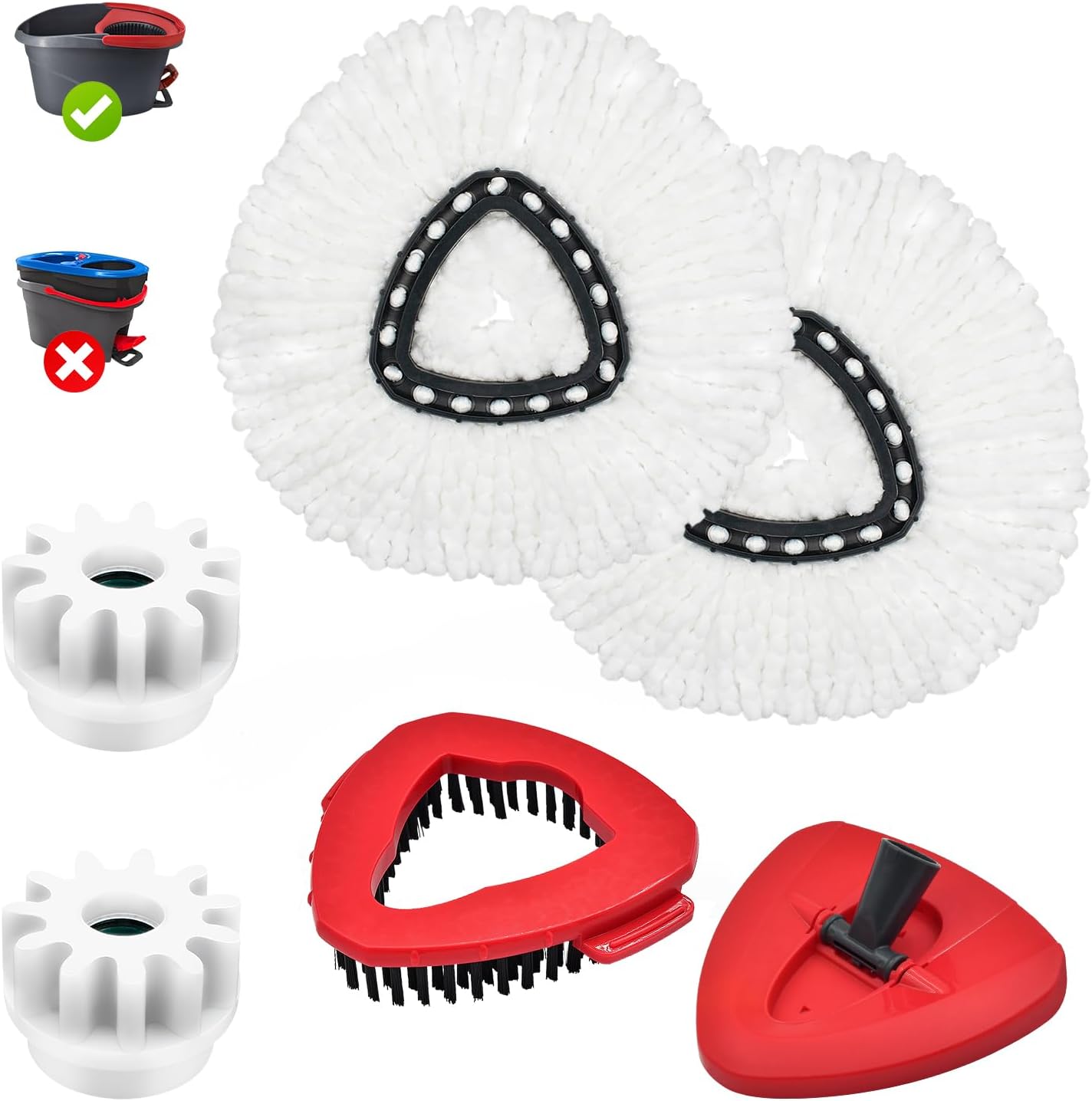 Mop Heads Replacements,Scrubber Head,Base and Pedal Bearing Replacement Combo Set for O-Cedar EasyWring 1-Tank System,Microfiber Mop Replace Head and Scrub Brush for Multi Surface Floor