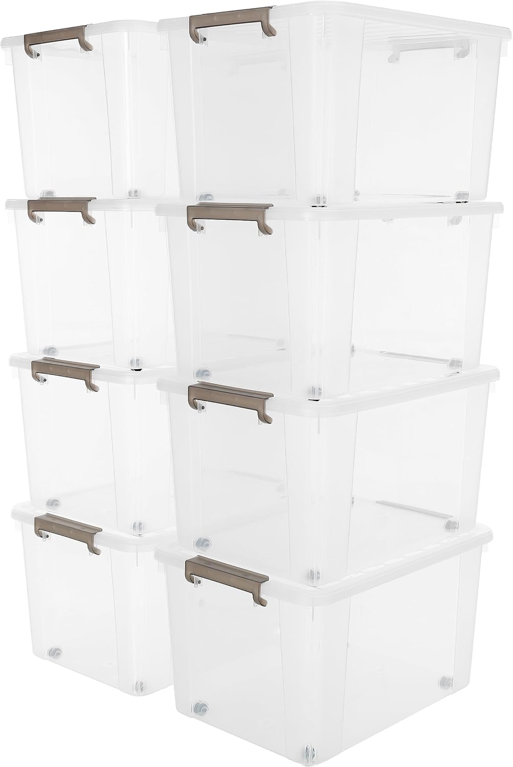 Citylife 69 QT Plastic Storage Bins with Latching Lids Stackable Storage Containers for Organizing Large Clear Storage Box for Garage, Closet, Kitchen, 8 Packs