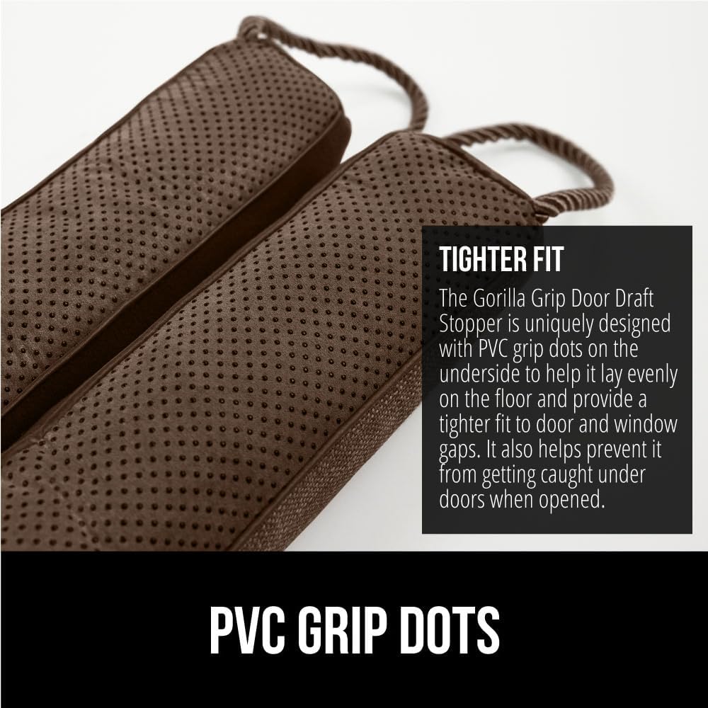 GORILLA GRIP Door Draft Stopper for Bottom of Doors, Weather Stripping Seal Blocks Hot Air, Noise, Bugs, Keeps Cold AC in, Sound Proofing Easy Install Gap Filler, Home Essentials, 34 Inch, Brown