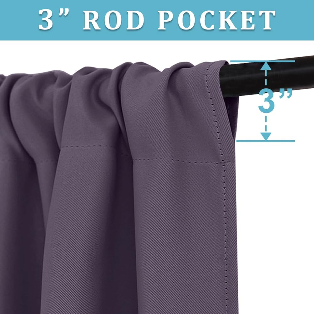 RYB HOME Small Curtains Blackout - Privacy Energy Efficiency Mini Curtains for Kids Bedroom RV Camper Windows Trailer Bathroom Kitchen Cabinet Window Tiers, W 29 x L 24, Greyish Purple, 2 Panels