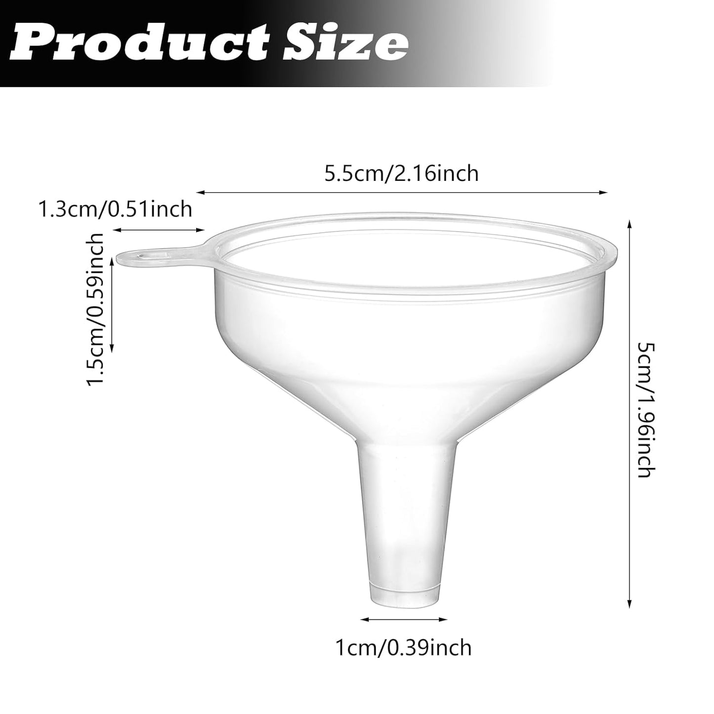 4PCS Mini Plastic Funnel, Clear Small Funnel, 5.5cm/2.17Inch Funnels for Kitchen Use, Food Grade Mini Funnels for Filling Water Bottle, Lotion, Essential Oil, Perfume, Spice and Powder