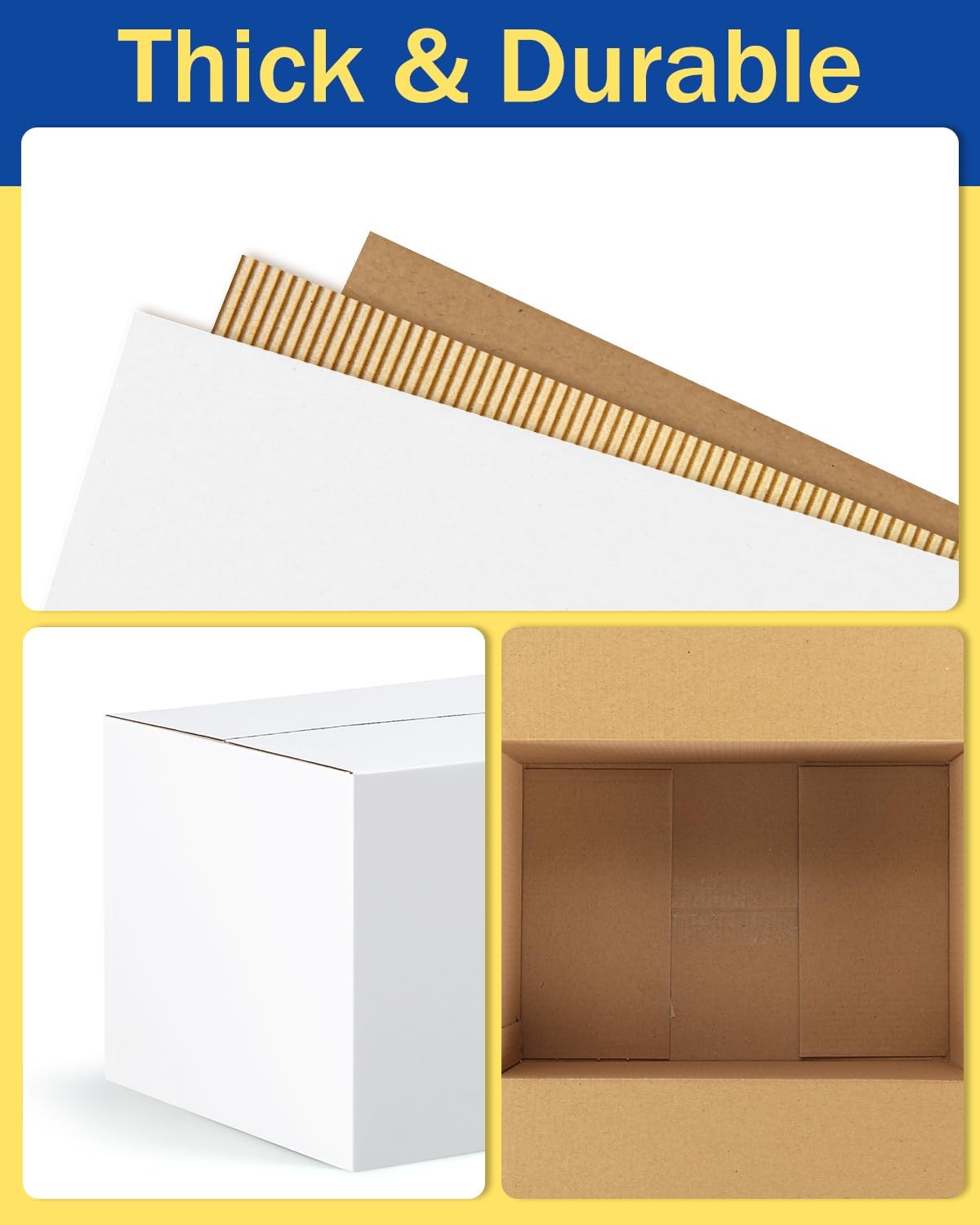 Assorted-Sizes-Shipping-Boxes-45-Pack: 8x6x4 & 9x6x4 & 10x7x5 Small-Shipping-Boxes-Mailers, White Corrugated-Cardboard-Boxes-for-Packing-Small-Business Mailing