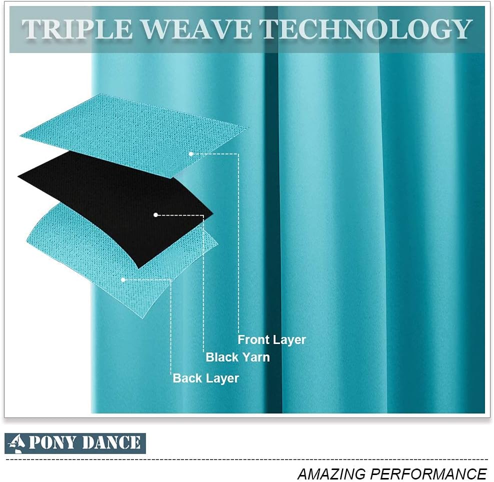 PONY DANCE Window Treatments Curtains - Home Decor Thermal Insulated Grommet Curtains Light Blocking Noise Reducing/Drapery for Bedroom Living Room, Blue Mist, W 42 by L 54 inches, Pack-2