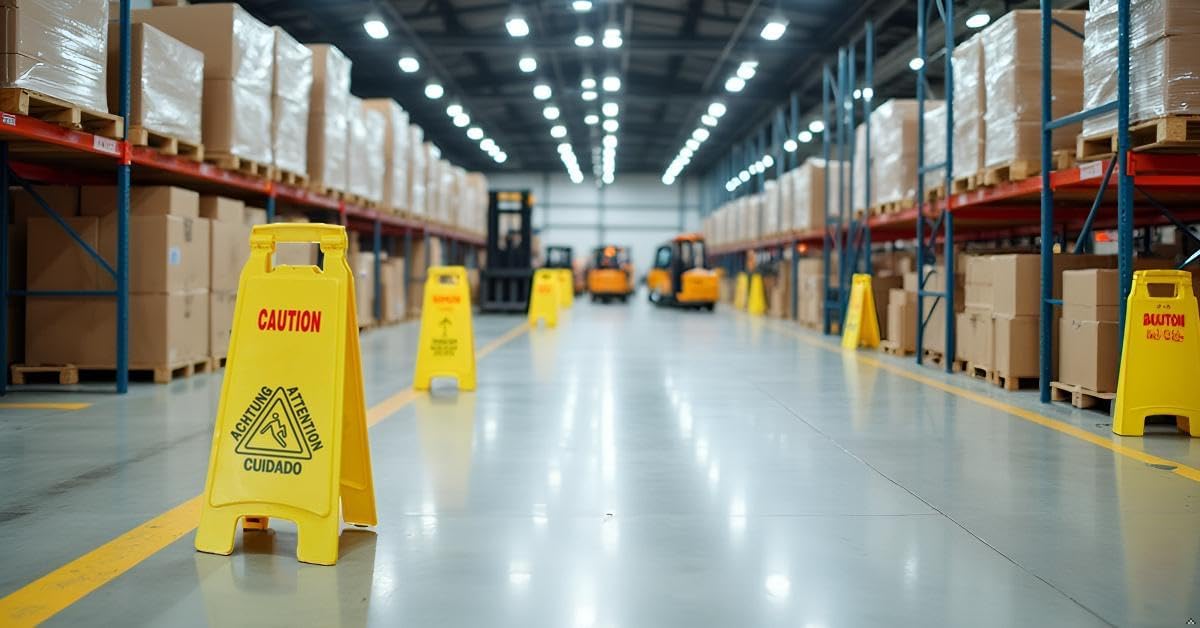 Wet Floor Sign, Slippery When Wet A-Frame Caution Sign, Bright Yellow 6 PACK