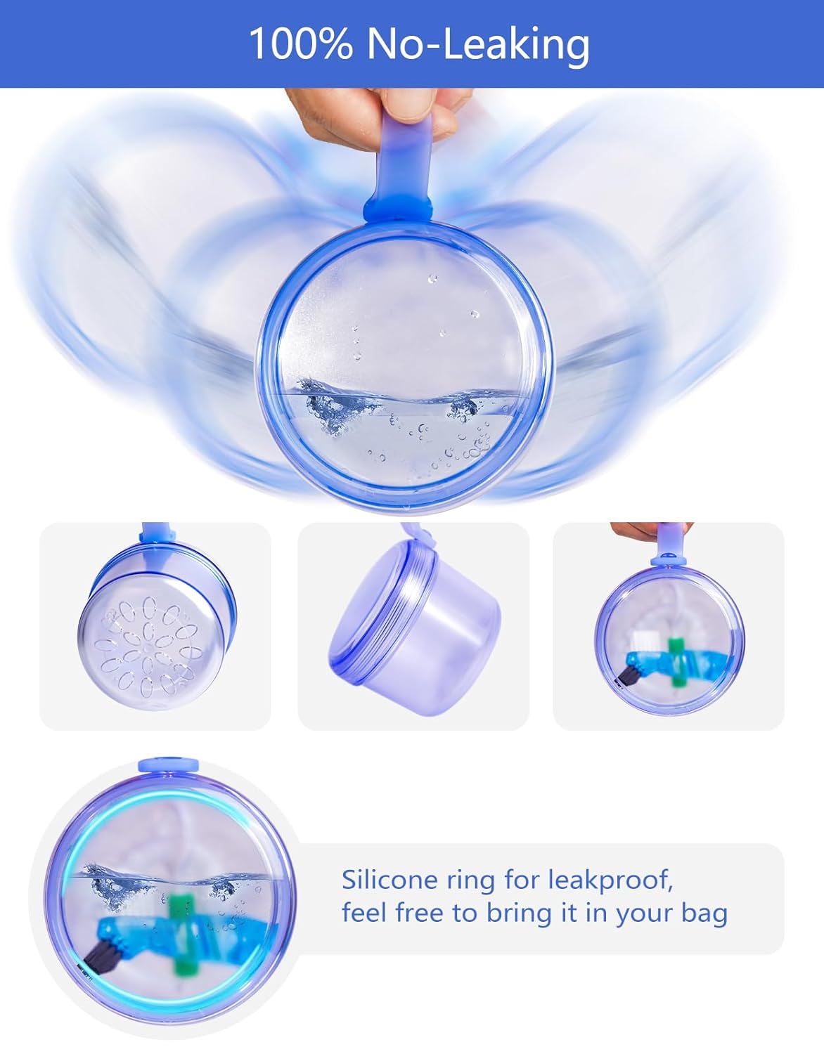 Large Denture Case, No-Leak Denture Container Cups for Soaking Full & Partial Dentures, Retainer Cleaning Box, Denture Bath Cup for Travel (purple)