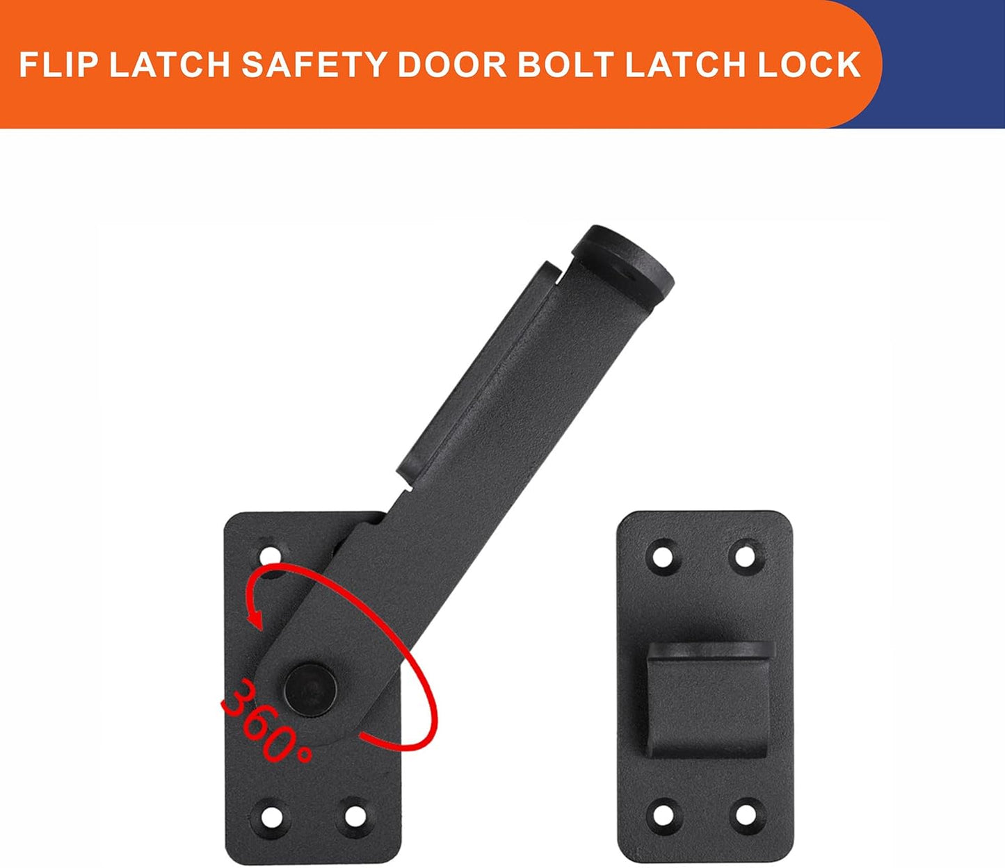 2PCS Flip Latch Lock,90 Degre Heavy Duty Gate Latch with Padlock Hole,Safety Door Bolt Latch Lock,Barn Door Lock Suitable for Wooden Fences,cabinets, bathrooms, Toilets, Windows, etc.