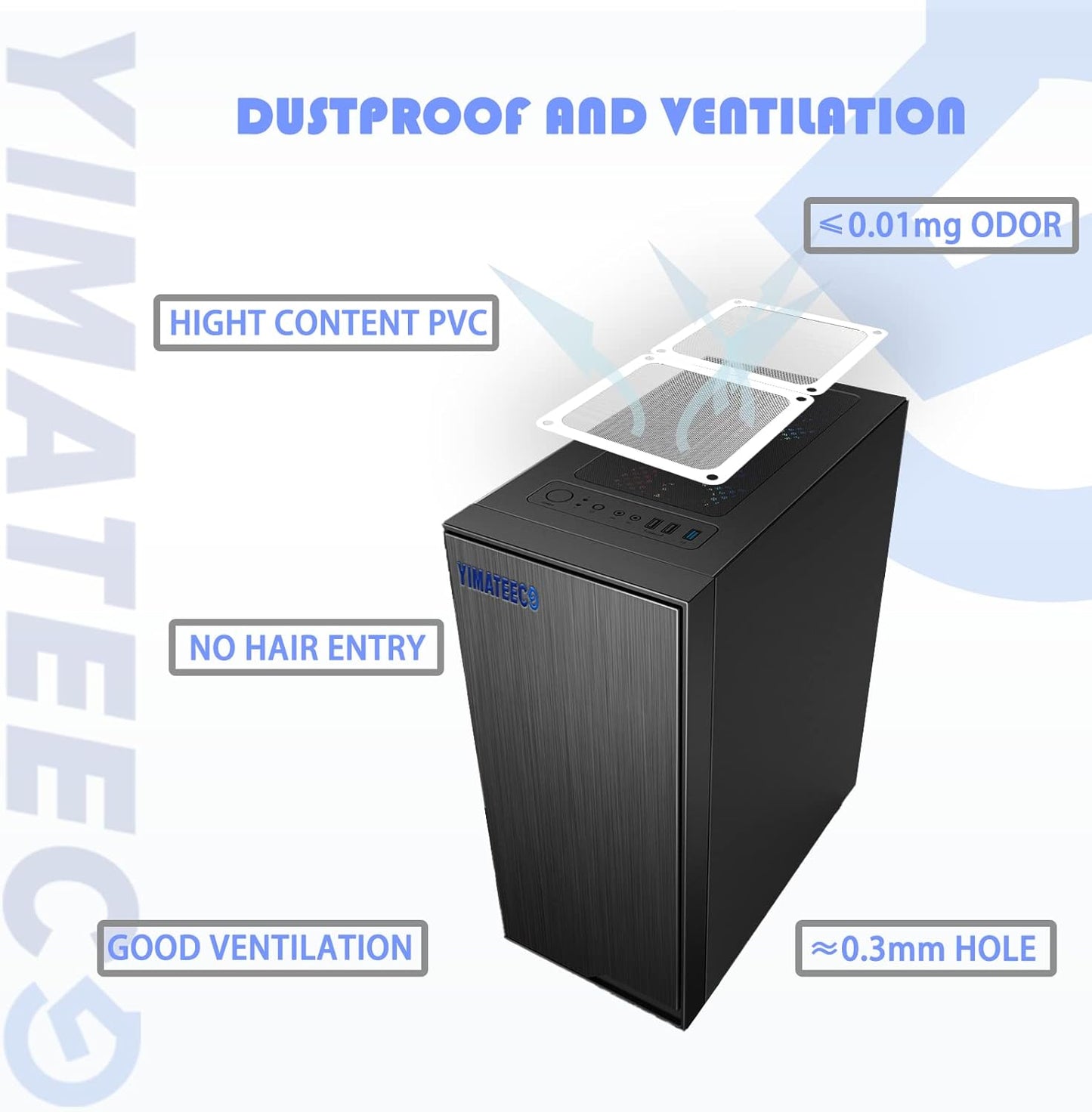 Dust Filter PC 140mm for Computer Cooler Fan/PSU/Routers PVC 50 Mesh, Magnetic Frame PC Fan Dust Mesh PC Cooler Filter Dustproof Computer Fan Grills (PVC, 140 * 140mm, 2pcs, Black)