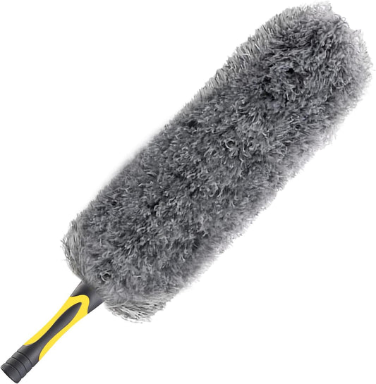 Flexible Microfiber Feather Duster, Electrostatic & Bendable Ceiling Fan Duster, Non-Slip Hand-Grip, Fits All Extension Poles with Standard US Acme Thread (Pole Sold Separately)