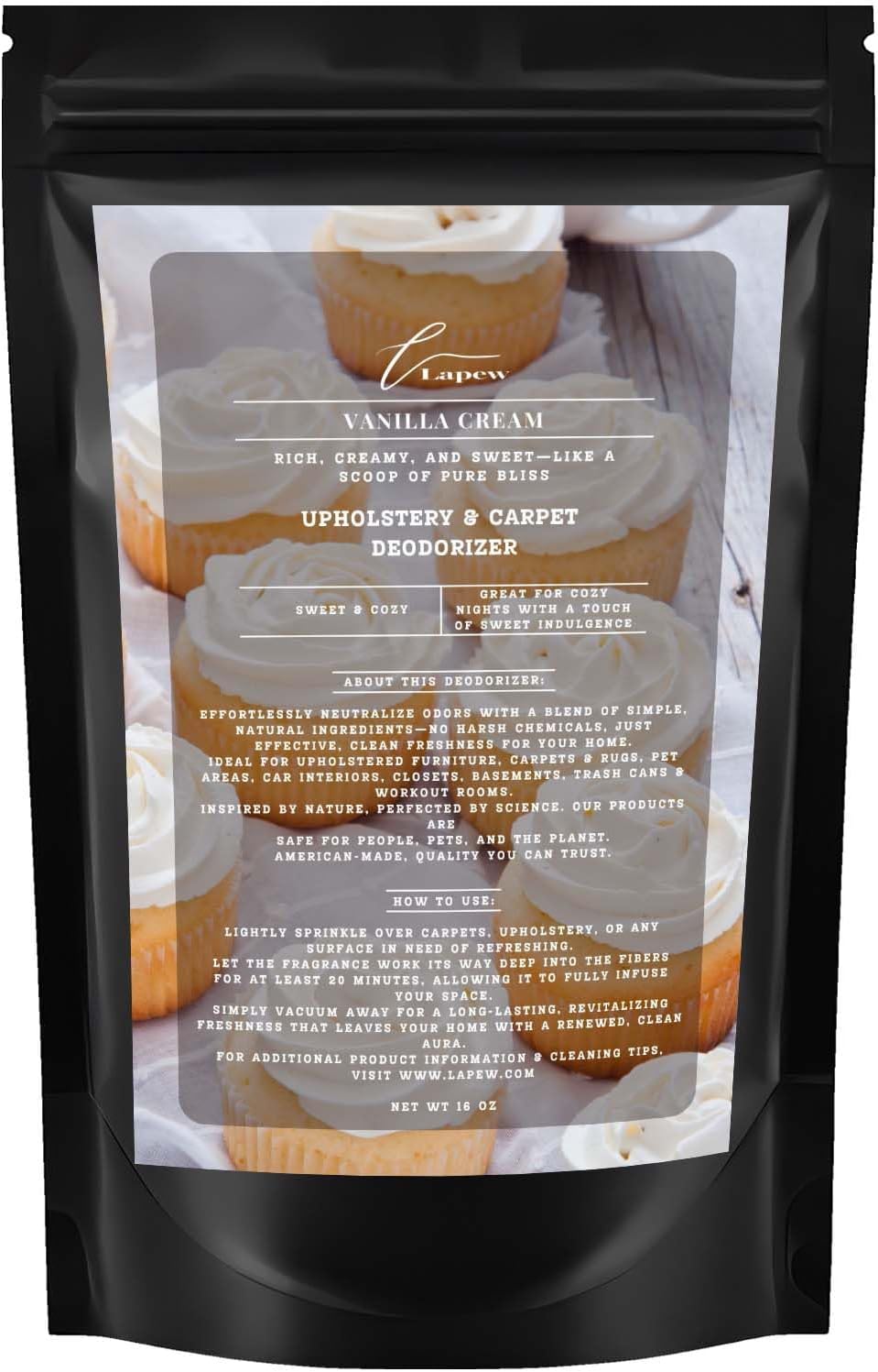 Vanilla Cream Carpet Deodorizer Powder for vacuuming | Powerful Odor Eliminator for Home | Upholstery refresher | Scented Deodorant | pet friendly