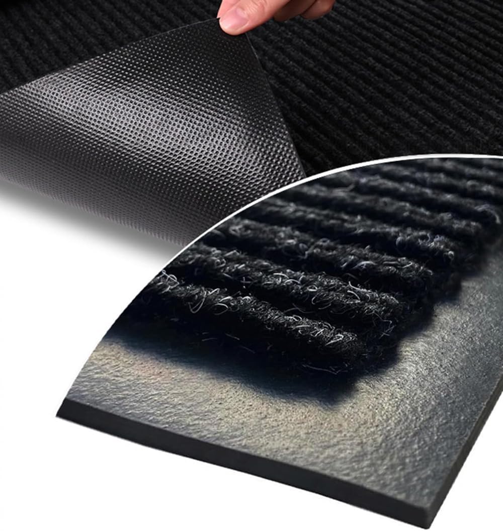 SRDDQLC Door Floor Mat Commercial Grade Large Size Heavy Duty Tough Entry Collection Slip Skid Entrance Mat with Rubber Backing Low Profile (Black, 4x6FT)