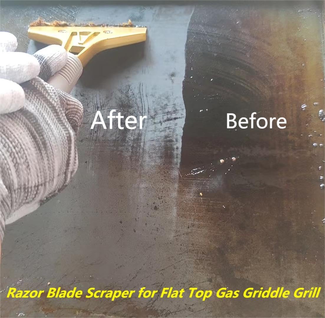 Razor Blade Scraper,Floor Scraper Tool with 20PCS Extra Blades,Paint Scraper Ideal for Cleaning Stove Top,Windows,Glass,Tiles,Wall,Labels.(4 in,Metal)