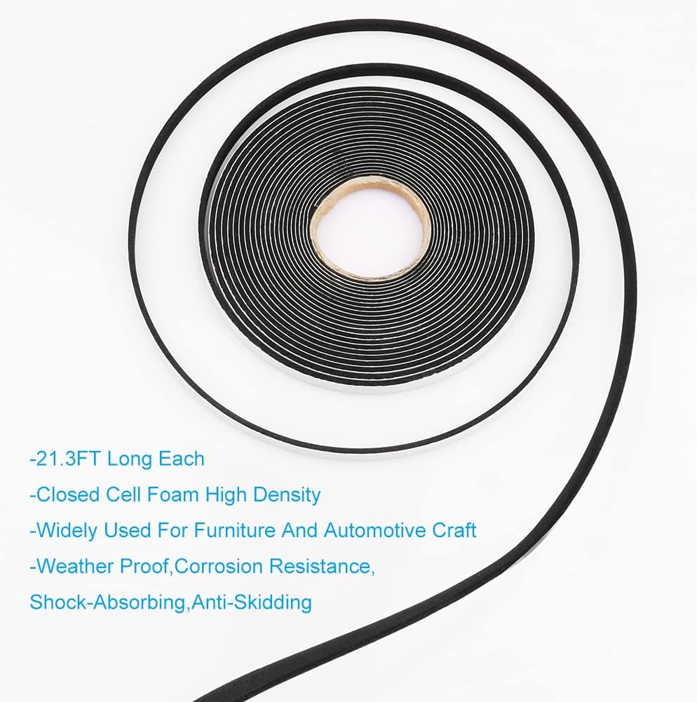 Seal Foam Tape,1/4 Inch W x 1/16 Inch T Weather Stripping for Door and Window,High Density Single Sided Closed Cell Door Insulation Weather Strip,3 Rolls Total 64FT Long