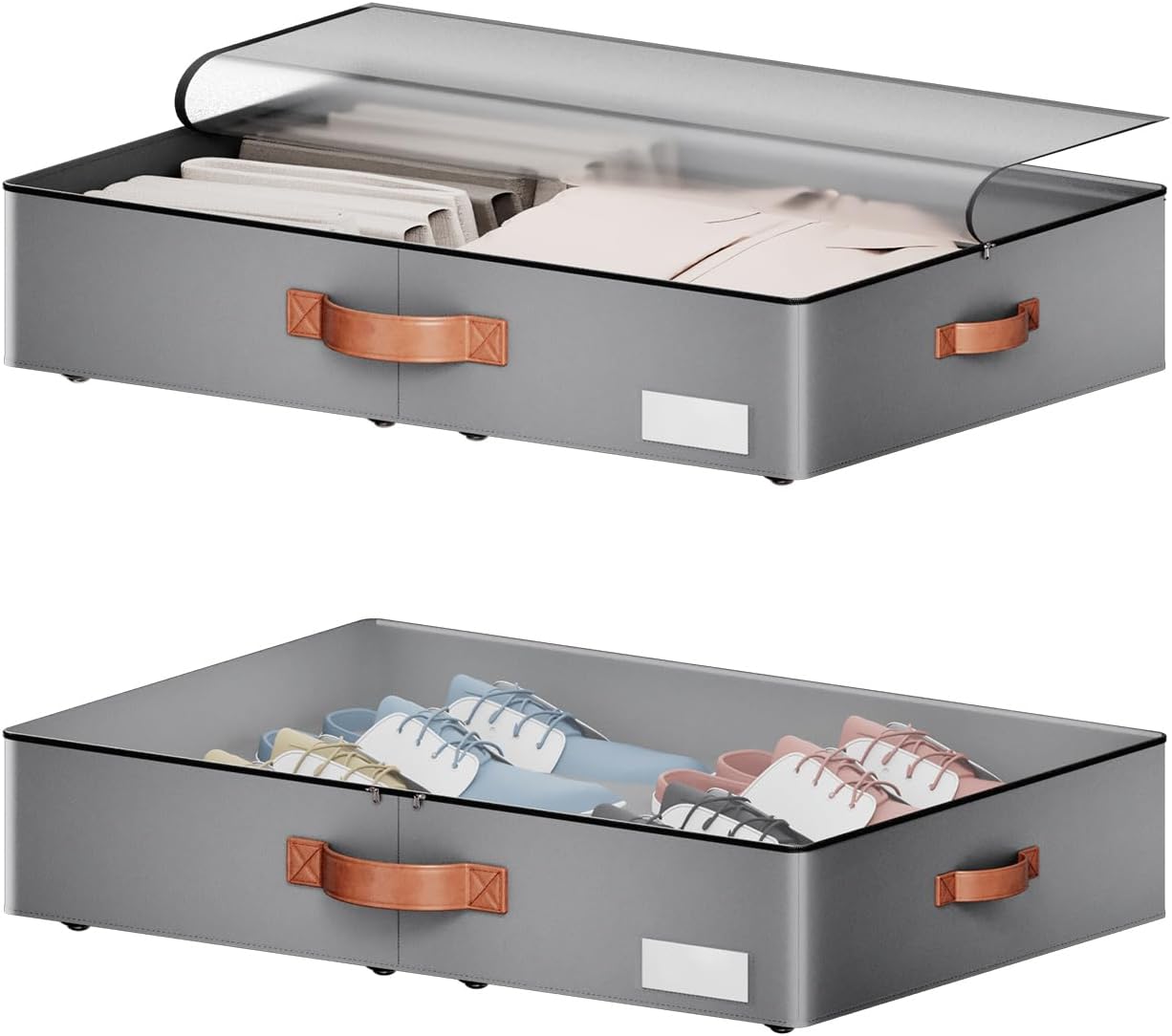 Under bed Storage With Wheels,Low profile 5.5 inches Height Storage Bins,Rolling Under bed Shoe Storage Containers,Under bed Storage Drawers for clothes & blankets