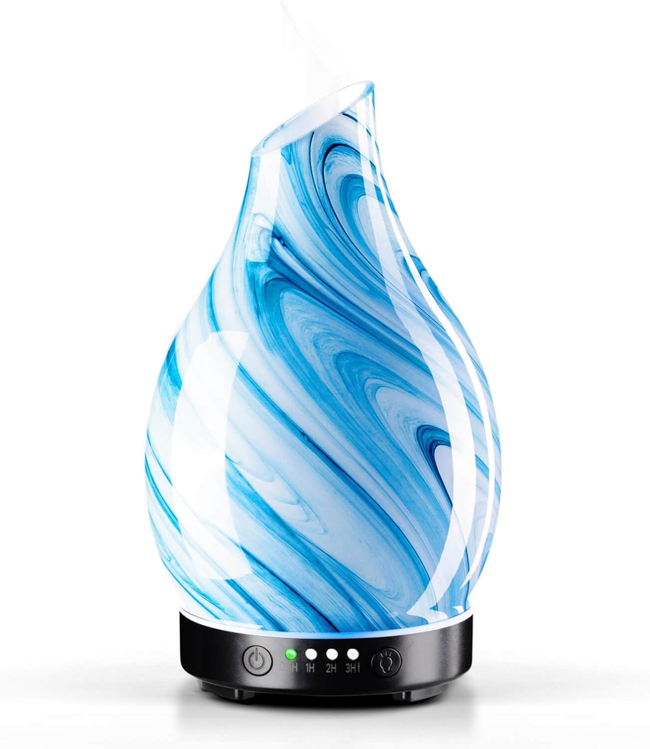Porseme 150ml Essential Oil Diffuser Glass Color Changing Aroma Air Diffusers Aromatherapy Ultrasonic Cool Mist Humidifier 6 Running Hours Waterless Auto-Off for Sleeping Yoga Office (Mini Blue Ink)