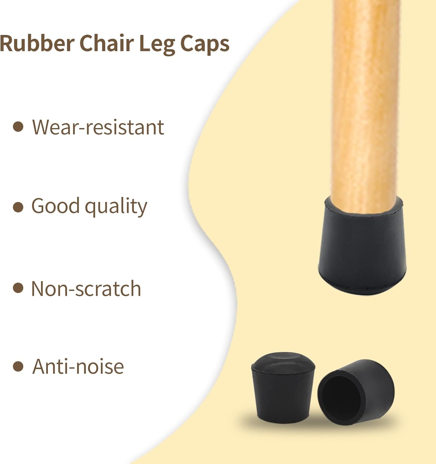 Flyshop Furniture Table Covers, Non-Slip Heavy Duty Rubber Leg Tips, Chair Leg Caps Floor Protector, Round Black 4PCS Size 19mm, 3/4"