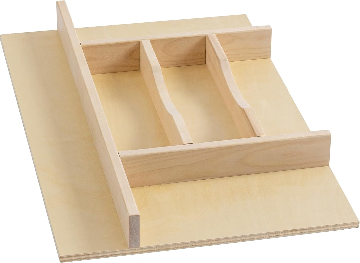 WelFurGeer Premium Wooden Silverware Organizer for Kitchen Drawers, Utensil Tray for Kitchen Drawer, Cutlery Drawer Organizer for Forks, Spoons, Knives - Sturdy Birchwood, Natural Finish