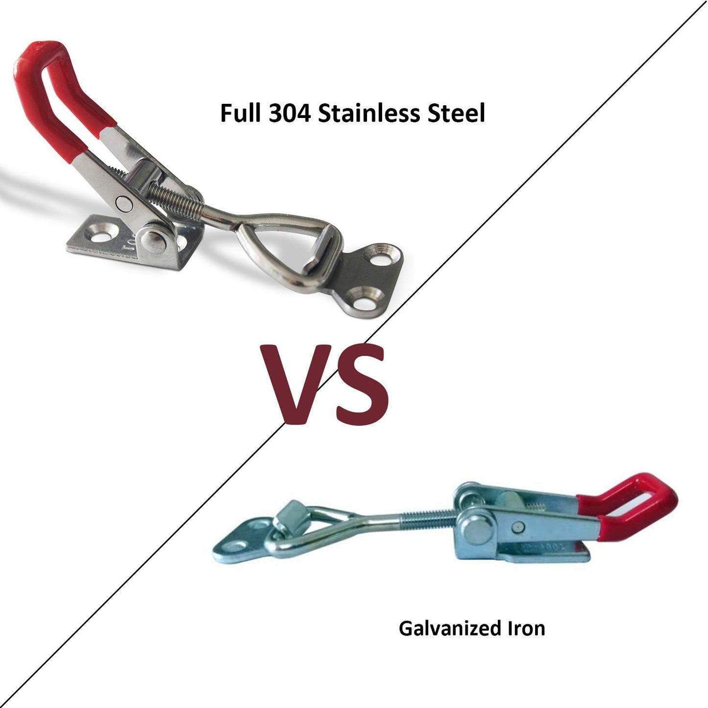 CUKAYO 4pcs Toggle Latch Clamp, 304 Stainless Steel Pull Hasp Latches, Quick Release Hand Tool Toggle Clamp for Smoker Lid Jig,Case Trunk,220Lbs Holding Capacity