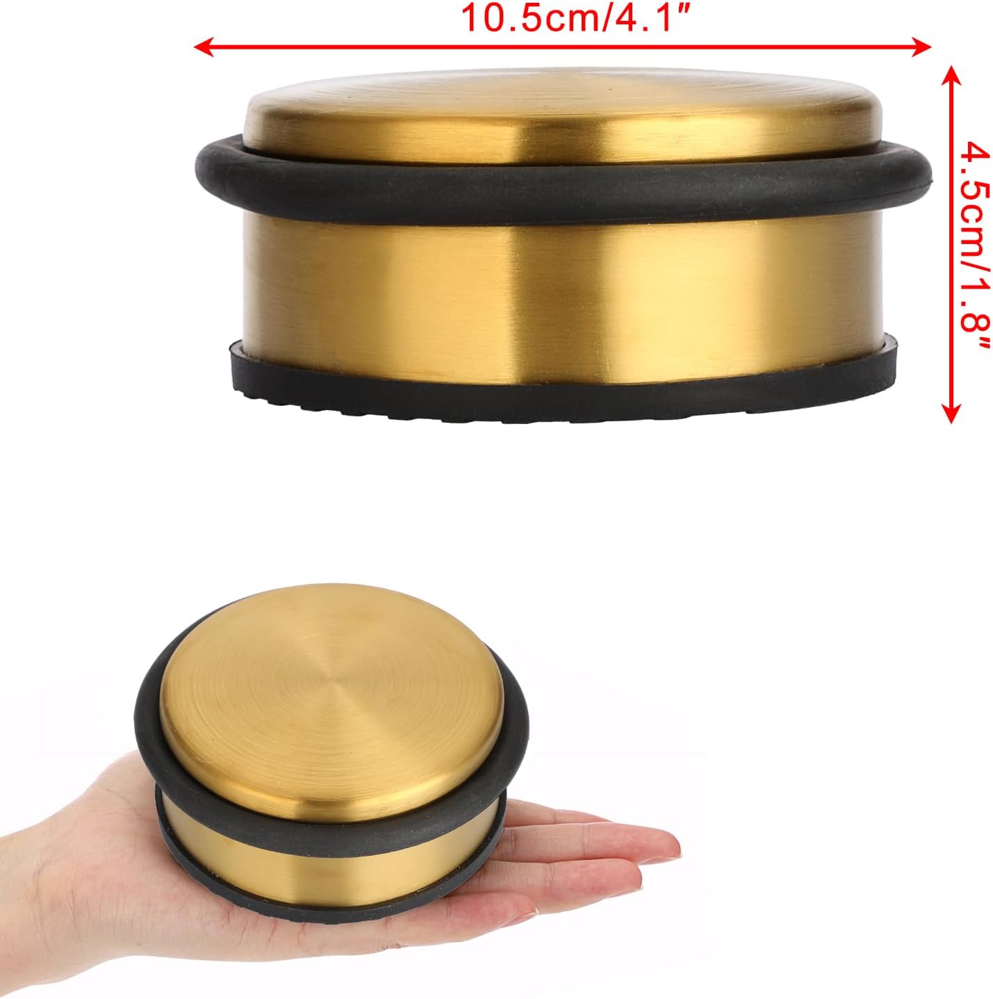 Sumnacon Heavy Duty Floor Door Stopper No Drill, Durability Stainless Steel Door Stops with Anti-Skid Rubber - Contemporary Decorative Safety Doorstop for Home Office Commercial Industrial,Gold