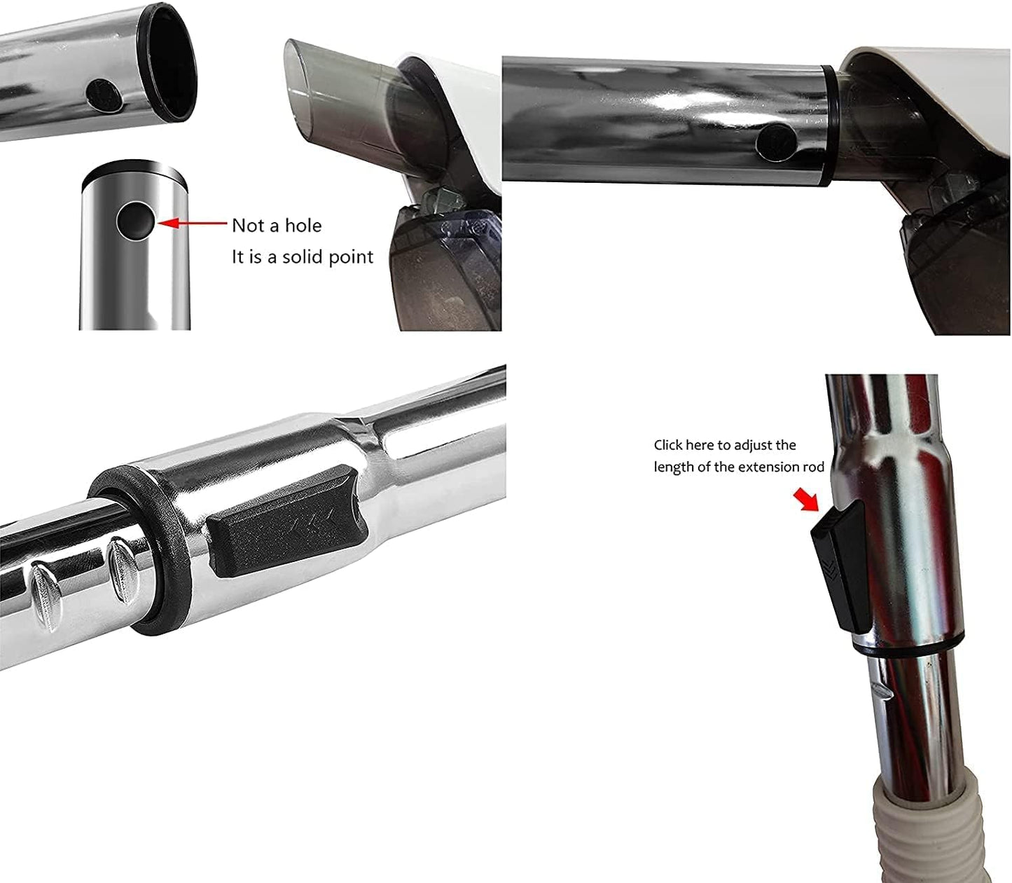 Eagles 1-1/4" Extension Wands Vacuum Cleaner Accessories, 32mm Vacuum Hose Chrome Wand Pipe Extent to 39 inch (Hose)- Extended Version