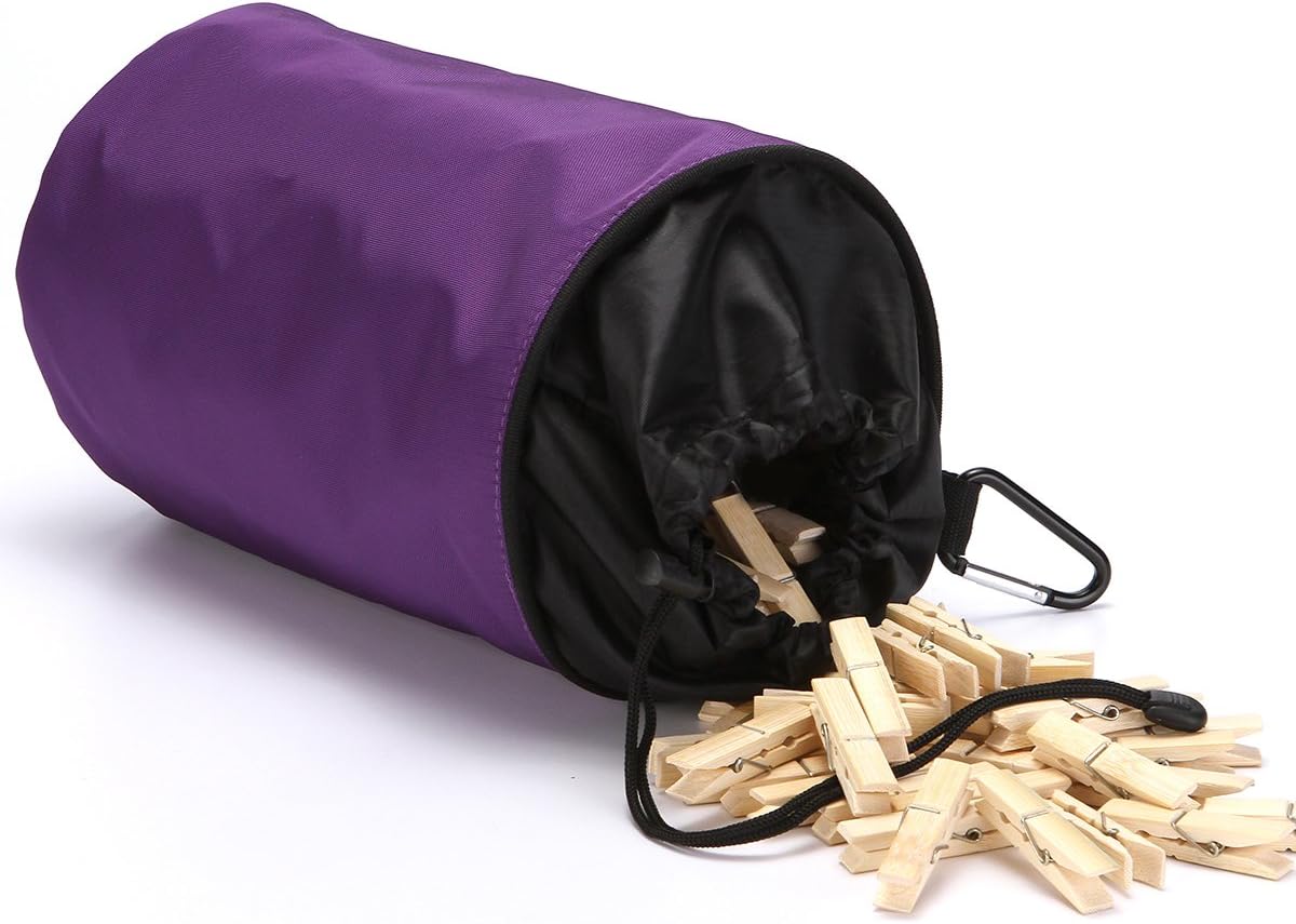 Clothespins Bag Hanging Clothesline Peg Organizer Storage Bags,Dust-Proof(Puper Ultra Violet)
