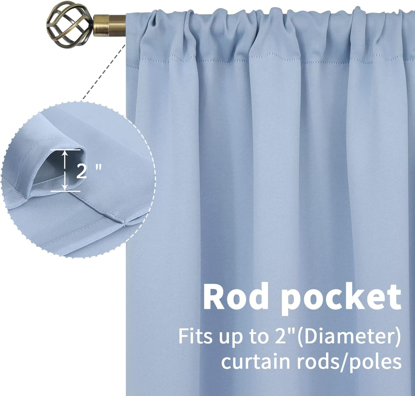 BGment Baby Blue Room Darkening Curtains 84 Inch Length for Kids Bedroom - Thermal Insulated Drapes with Rod Pocket Darkening Privacy for Living Room, 42 x 84 Inch, 2 Panels