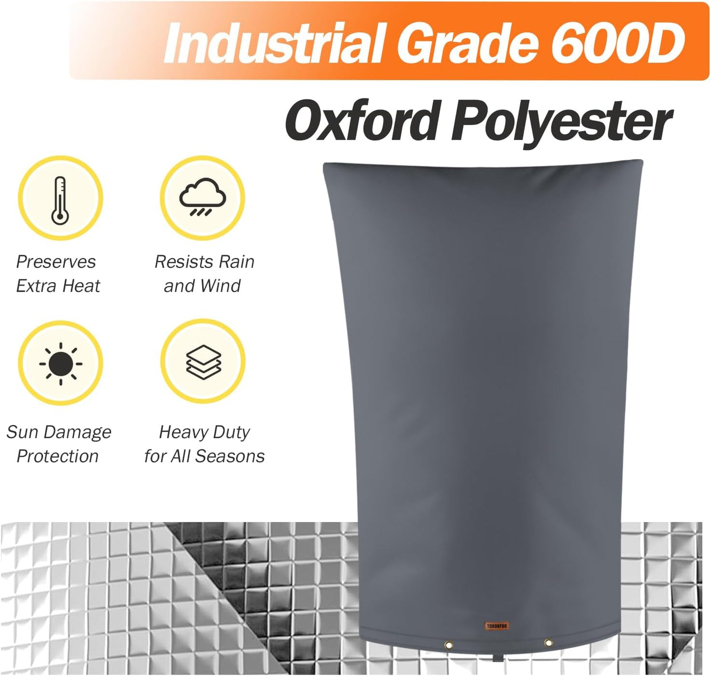 TOHONFOO Backflow Preventer Pipe Insulation Cover (5°F) - Irrigation Sprinkler Valve Insulated Pouch - Water Well Pump Cover - Sturdy 5 Layers for Winter Freeze Protection, 22" W x 34" H, Grey