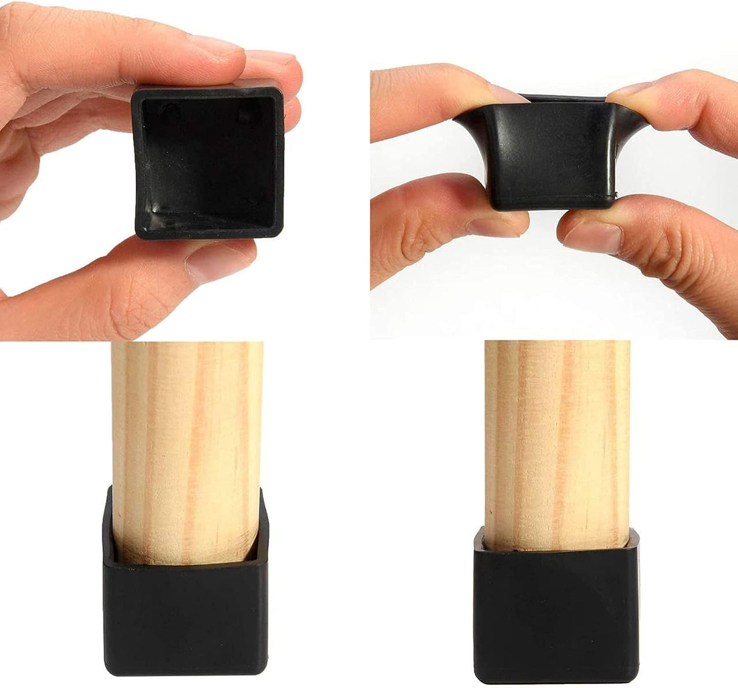 12 Pcs Black Square Anti-Slip Rubber Leg Tips Chair Leg Caps Furniture Floor Protectors Chair Table Bar Stool Leg Covers Furniture Leg Cube Feet 1.57 Inch x 1.57 Inch (40 x 40mm)