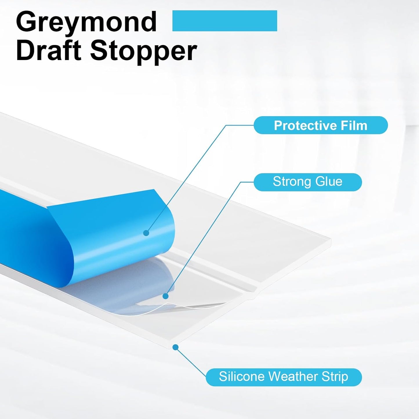 Weather Stripping Door Seal, Silicone Strip for Frame and Gaps Draft Stopper,Glass Shower Door Sweep, Clear, 36 Feet x 2 Inch