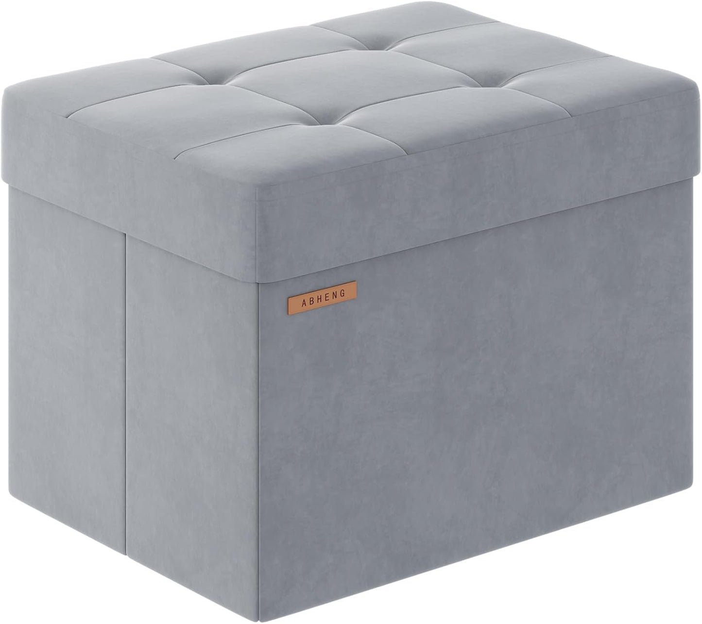 Folding Storage Ottoman, Velvet Storage Bench, Footrest, Foot Stool, for Living Room, Bedroom and Office,12.2 x 16.1 x 12.2 Inches, 200 kg Load Capacity, Dove Gray UASND03G
