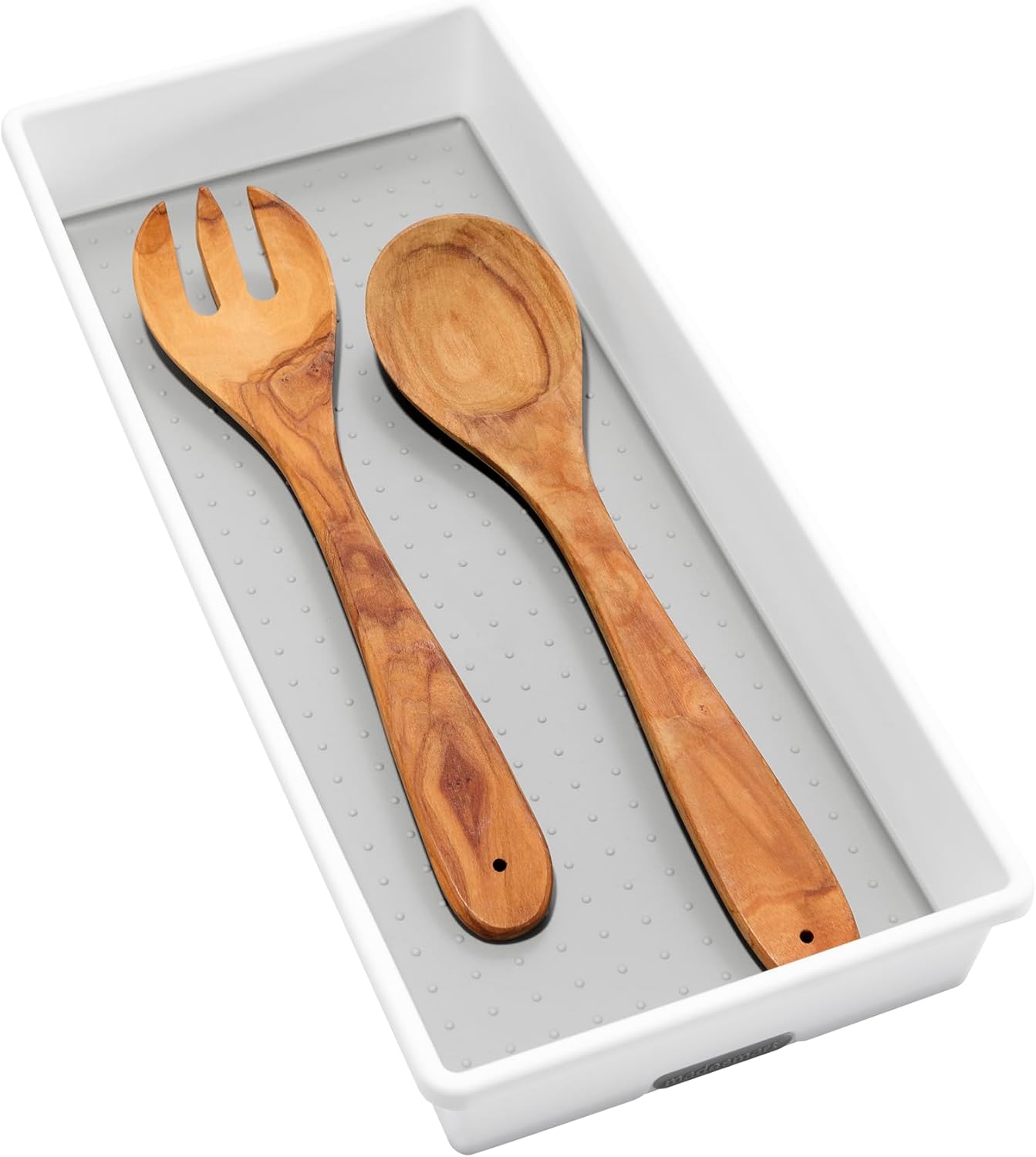 Madesmart Organizer Bin Non-Skid Feet 15.5" X 6.6" X 2.1" Plastic White With Gray