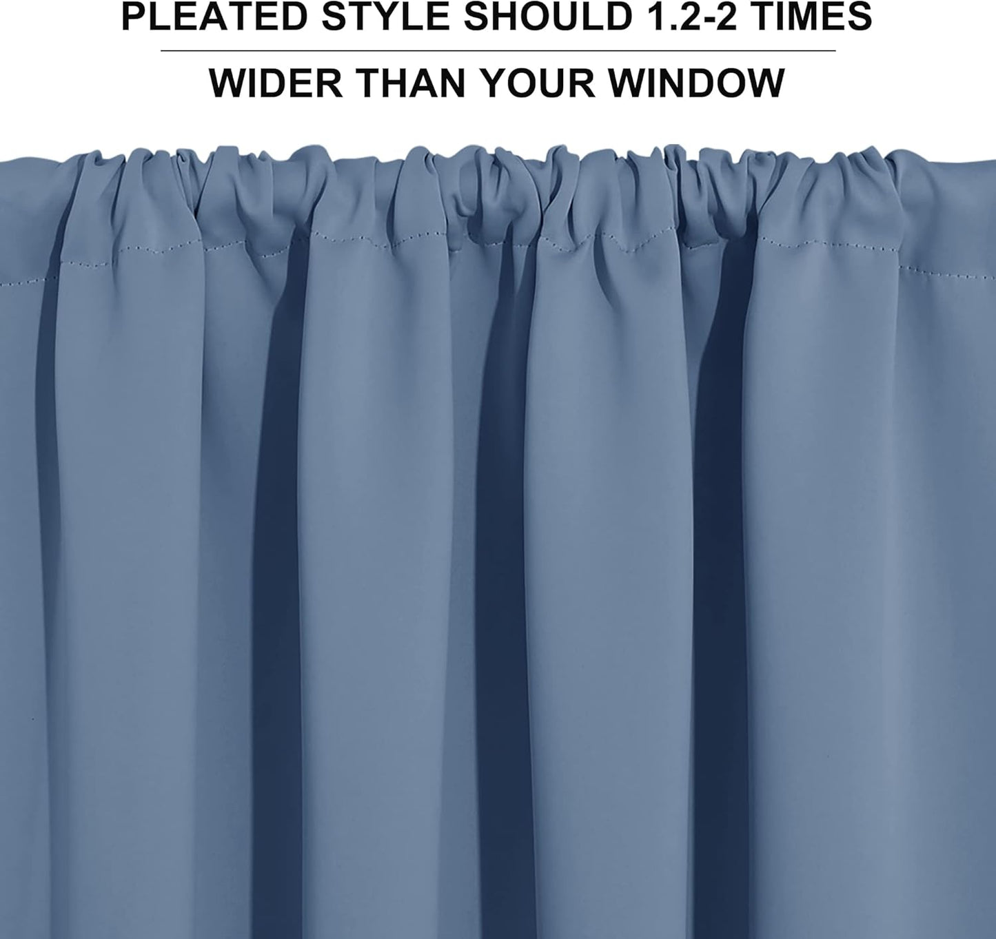 RYB HOME Small Curtains for Bathroom Windows, Blackout Blinds Shades for Bedroom Dorm Storage Cabinet Door Basement Farmhouse Decor, W 34 x L 36 inches, Stone Blue, 2 Panels