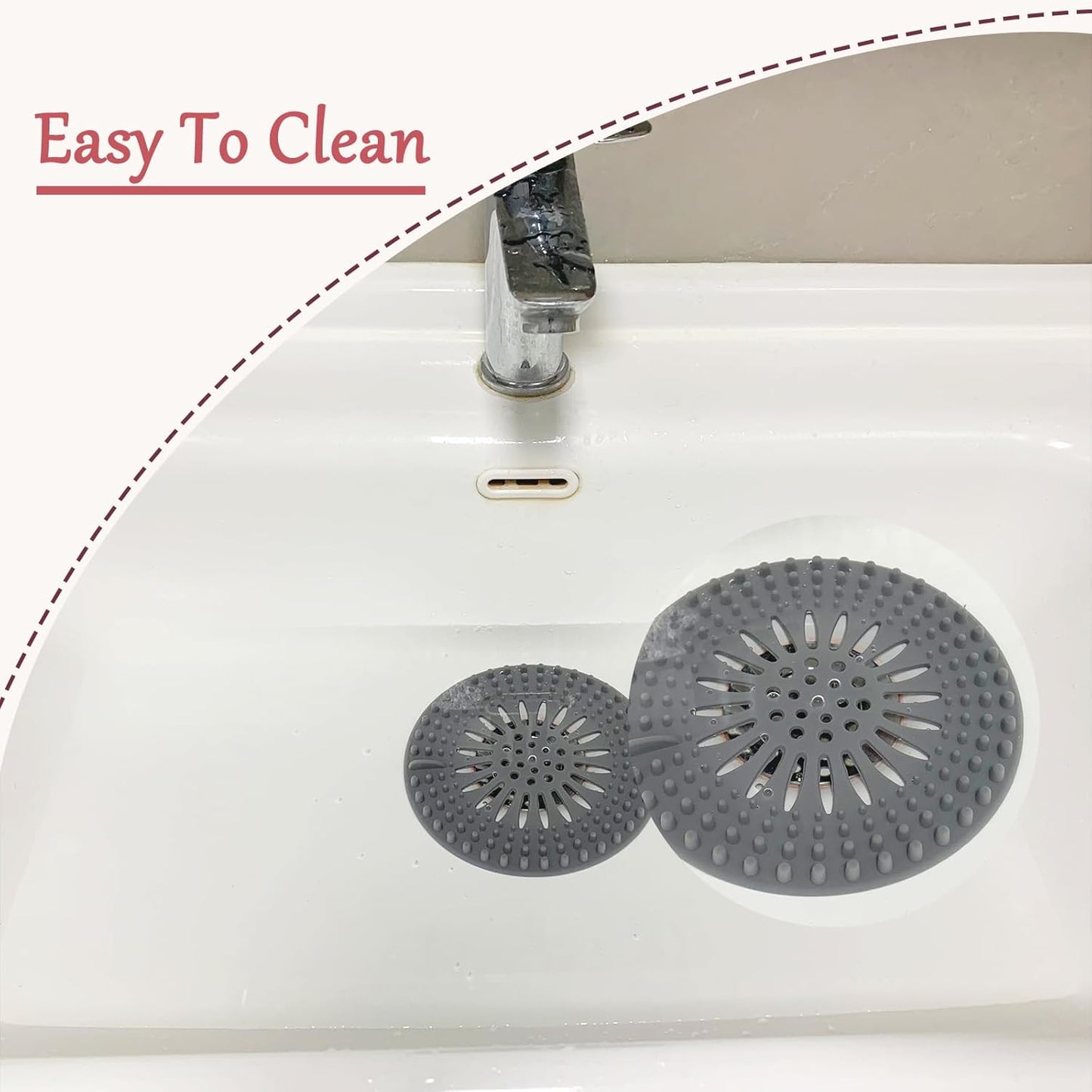 Bathroom Sink Drain Strainers, Hair Catcher Shower Drain Covers Protector - Flexible TPR Material, Multi-Color for Tub Shower Sink, 6 Pack