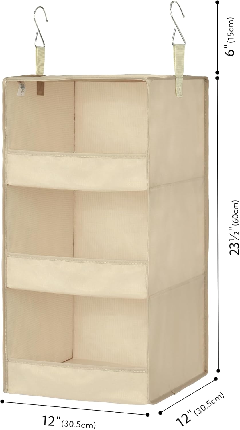 GRANNY SAYS 3-Shelf Hanging Closet Organizer, Closet Organizers and Storage, Closet Storage Hanging Shelves, Clothes Organizer for Closet, Closet Hanging Organizer, Hanging Storage Organizer, Khaki