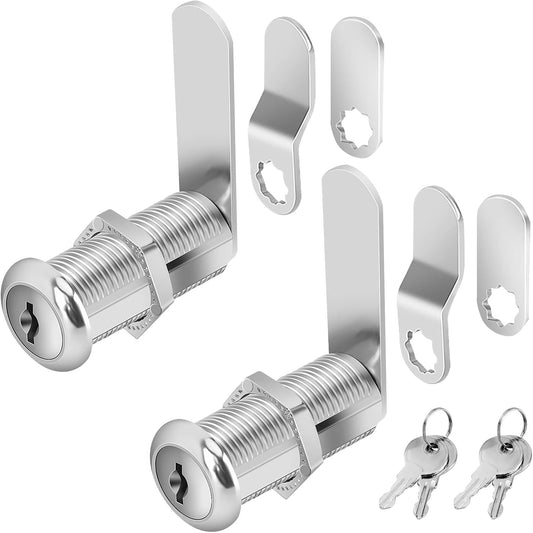 Cabinet Lock with Keys, 1-1/2" Long Cam Locks keyed Alike, Cam Lock Set for Cabinets Thick Drawers RV Storage Locks Tool Box with Keys, Zinc Alloy (2 Packs, 1-1/2 Inch)