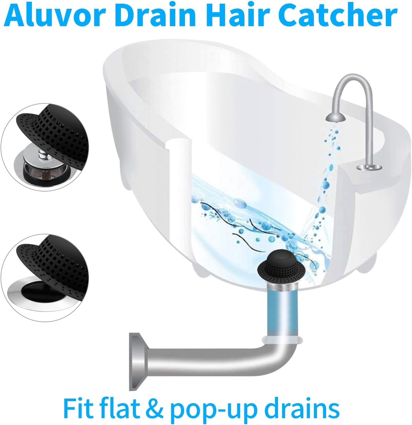 Shower Drain Hair Catcher, Bathtub Drain Cover Foldable Silicone Shower & Tub Protector for Pop-Up & Regular Drains
