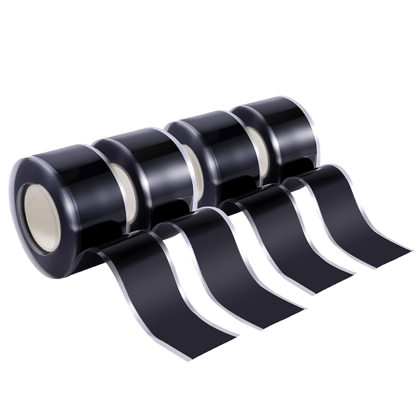 Self Fusing Silicone Tape 4 Rolls 1 in x 10' Black Waterproof Rescue Tape Rubber Leak Silicone Self-amalgamating Tape for Plumbing, Sealing Pipes, Hose Repair, Outdoor Coax and Tool Fixation