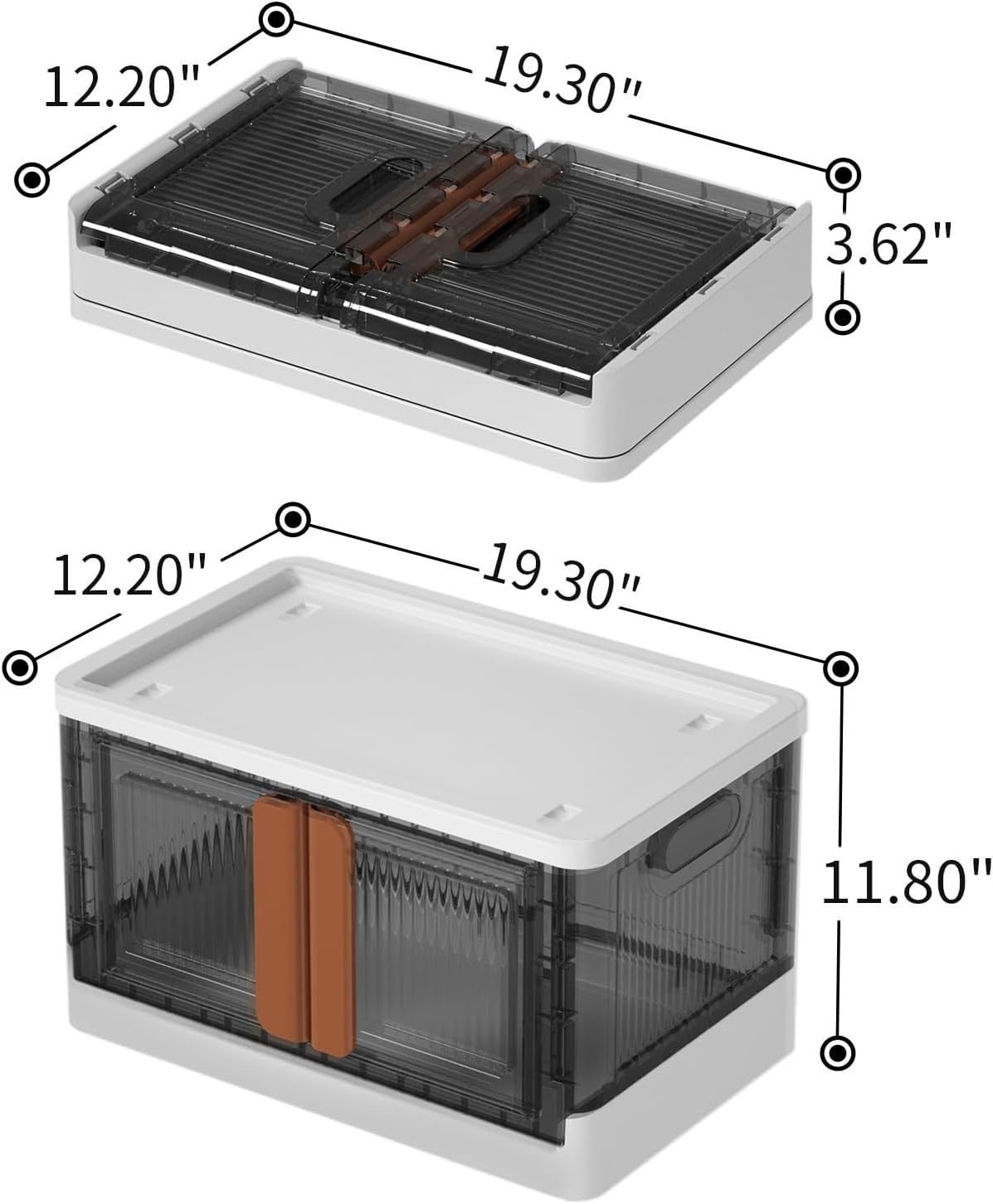 HAIXIN Plastic Storage Containers, Stackable Closet Organizers and Storage, Folding Bookshelf for Bedroom, 8.4 Gal Collapsible Laundry Organizer, 4 Pack