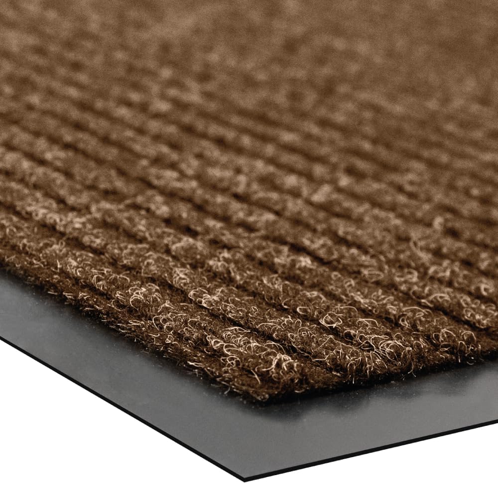 UNIMAT Traffic Guard Door Mat, 3´x 5´, Heavy Duty Waterproof Doormat, Stain and Fade Resistant Welcome Mats, Durable Rubber Backing, Low Pro le Entryway Rug, Shoe and Boot Scraper, Brown