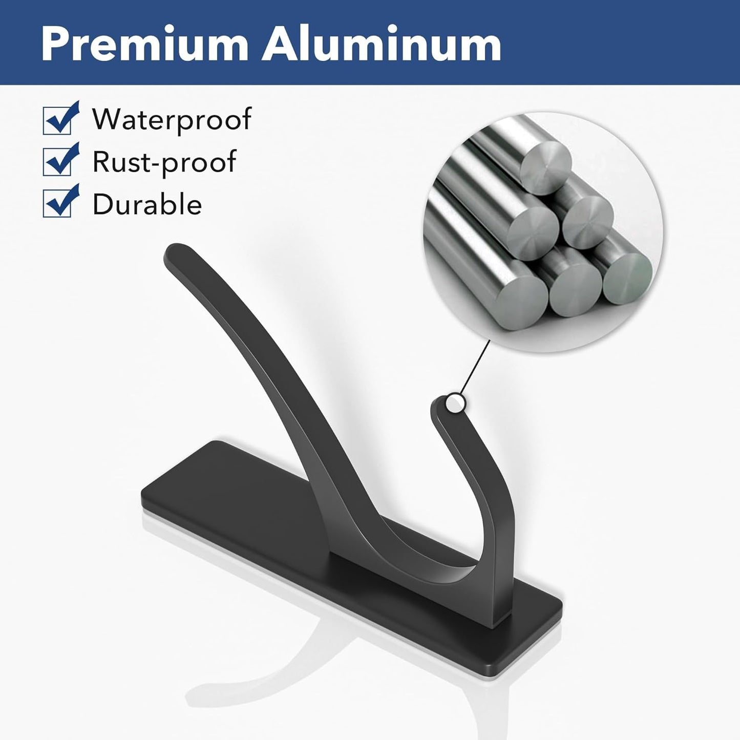 pickpiff Self Adhesive Coat Hooks for Hanging: Heavy Duty Stainless Wall Hook for Towel, Backpack, Hat, Sturdy Metal Hanger, 6-Pack, Matt Black