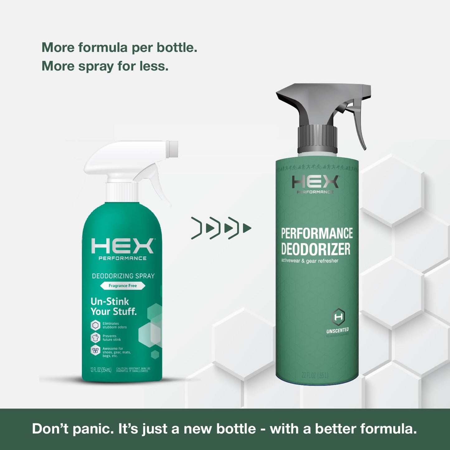 HEX Performance Deodorizing Spray, Fragrance Free, 22oz - Awesome for Shoes, Gear, Activewear & Fabrics, Yoga Mats & Gym Equipment, Carpet, Pets, Odor Eliminator & Fabric Refresher Spray