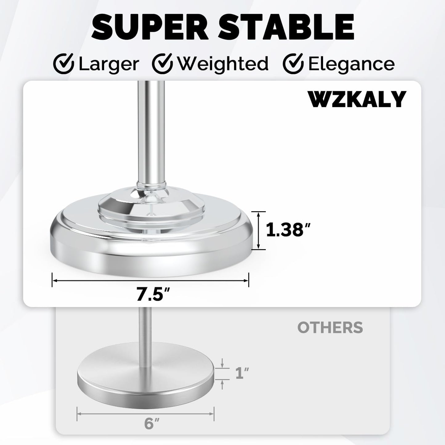 Toilet Paper Holder Stand, Polished Chrome Toilet Paper Holder Free Standing, Post Pivoting Design & Stable Weighted Base SUS304 Stainless Steel for Bathroom(Mega Roll)
