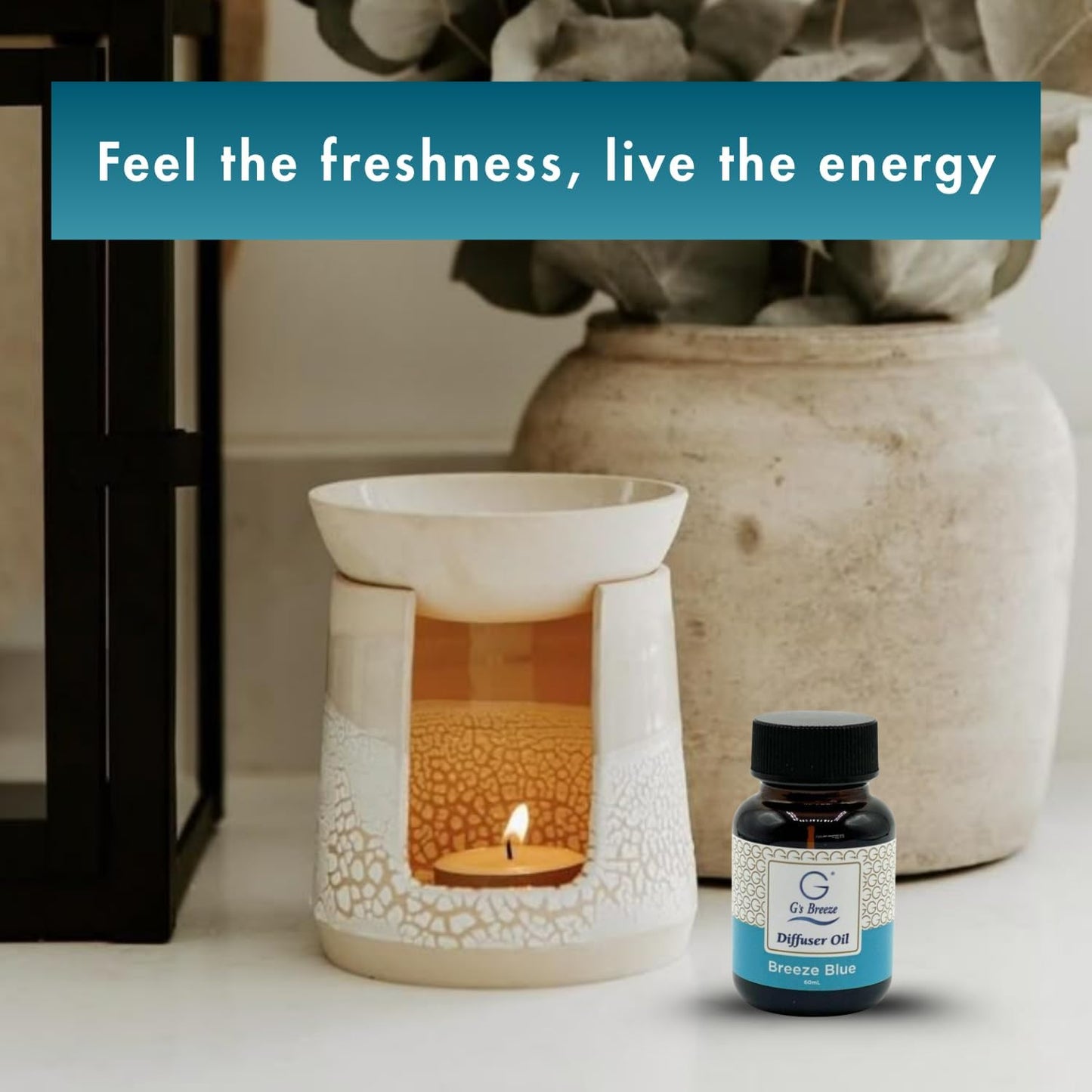 G's Breeze Breeze Blue Diffuser Oil Refill - Ocean Inspired Refreshing Scent, Long-Lasting Aroma - Notes of Sea Air, Soft Citrus & Florals - Instant Fresh Energy - Ideal for Home & Office - 60 ML