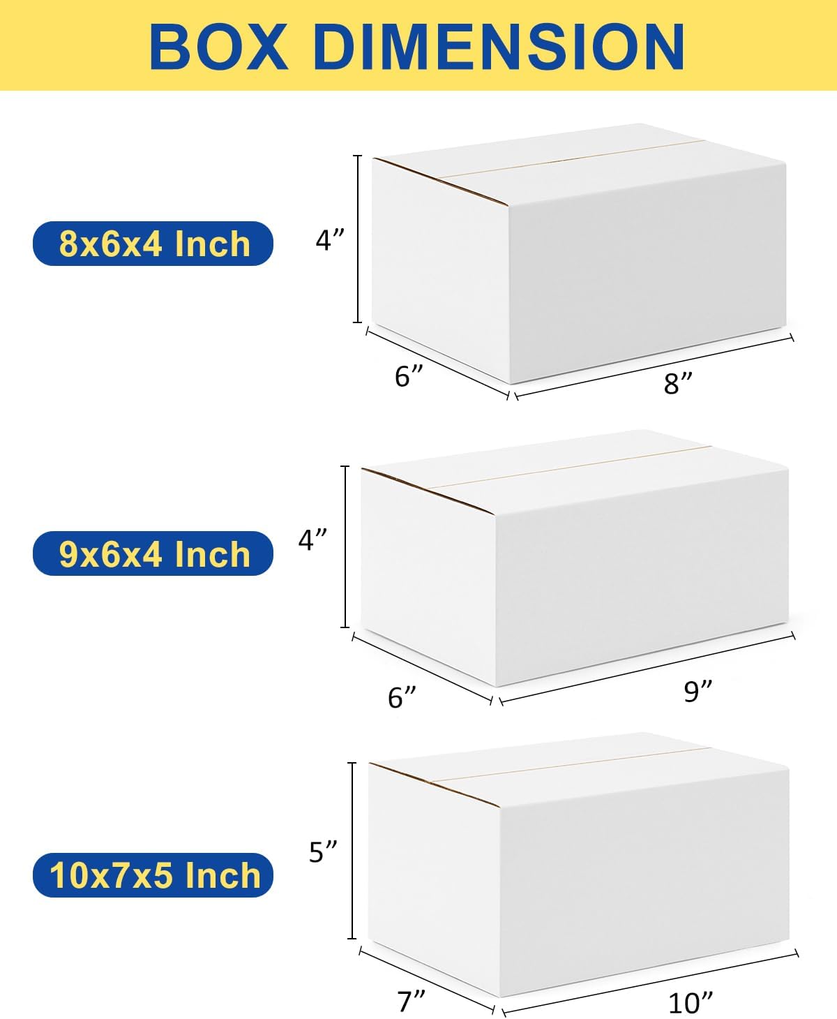 Assorted-Sizes-Shipping-Boxes-45-Pack: 8x6x4 & 9x6x4 & 10x7x5 Small-Shipping-Boxes-Mailers, White Corrugated-Cardboard-Boxes-for-Packing-Small-Business Mailing